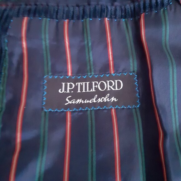 JP Tilford Samuelsohn SZ 38 Navy Blue Corduroy 2 Button Sport Jacket Blazer - Picture 3 of 15